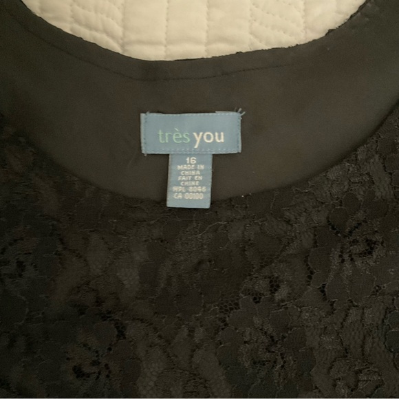 TRE’S YOU, BLACK LACE SLEEVELESS BLOUSE, SIZE: 16 - Picture 7 of 8